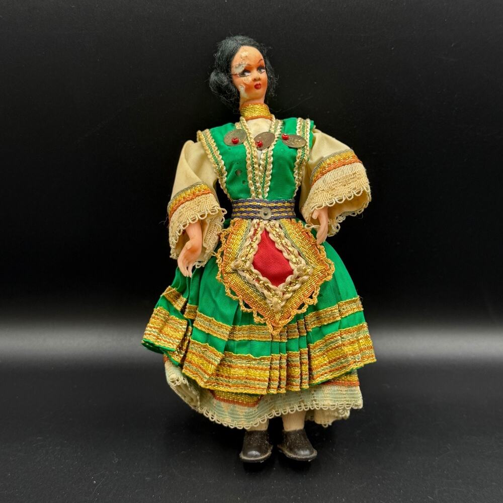 Vintage Handmade Greek Doll Traditional Folk Costume 1960's